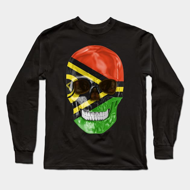 Vanuatu Flag Skull - Gift for Vanuatuan With Roots From Vanuatu Long Sleeve T-Shirt by Country Flags